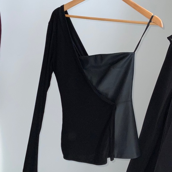 BCBGMaxazria black faux leather top - Picture 2 of 4